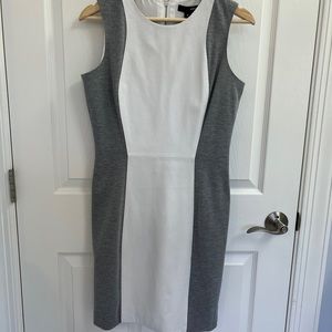 Bloomingdale’s Aqua White Leather and Gray Dress